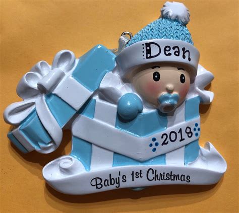 Personalized Ornament Babys First Christmas Baby Boy Etsy