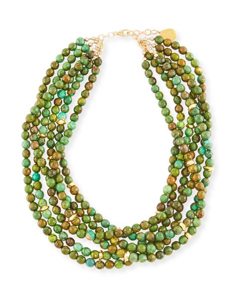 Devon Leigh Multi Strand Green Turquoise Beaded Necklace Neiman Marcus