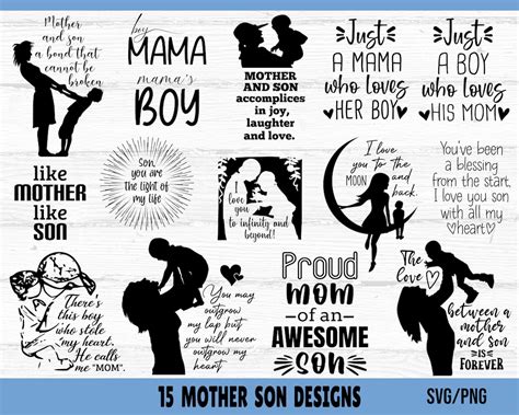 Mother Son Svg Bundle Mother Son Quotes Svg Mom Svg Mom Life Mother