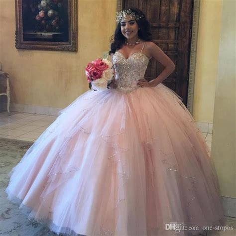 Rose gold pink, champagne gold. 2017 Blush Pink Puffy Ball Gowns Quinceanera Dresses ...
