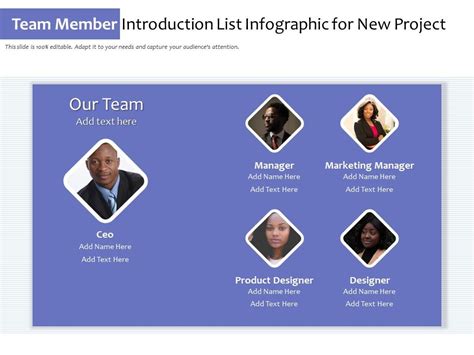 Team Member Introduction List Infographic For New Project