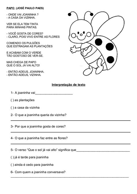 Atividade De Alfabetização Texto