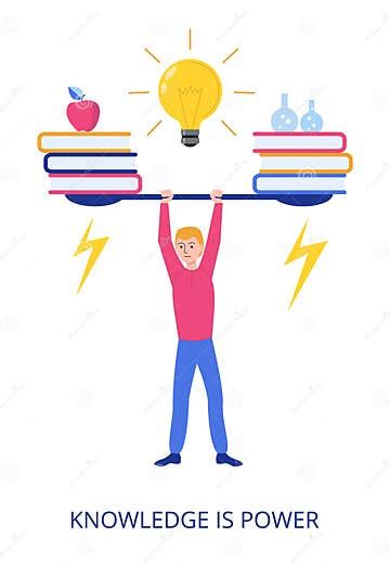 Knowledge Is Power Concept Flat Design Vector Illustration Stock