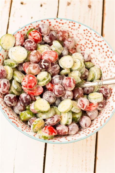 Cucumber Salad With Grapes And Poppy Seed Dressing Oh Sweet Basil