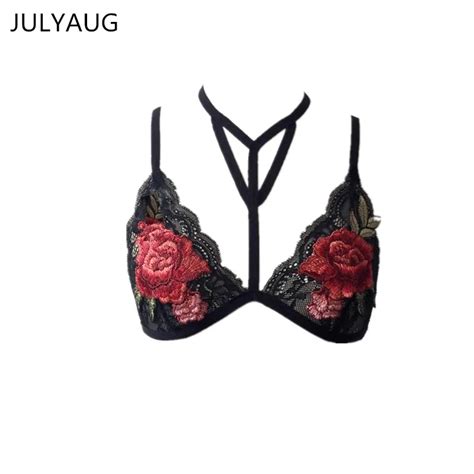 2018 New Sexy Women Lace Sheer Floral Lingeire Elastic Bandage Bra Embroidery Flowers Bralette