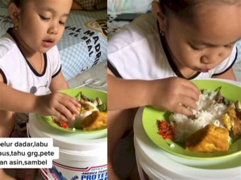 Lucu Cara Makan Bocah Ini Mirip Orang Dewasa Netizen Tebak Gedenya