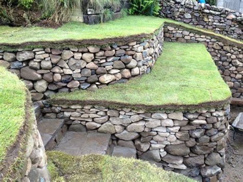 Dry Stone Retaining Walls Steps And Bench At Carlops Scotland Uk