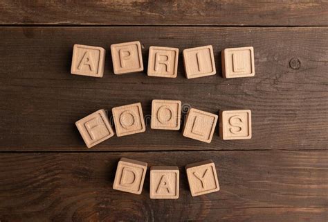 April Fools Day On Wooden Cubes Calendar For April Stock Image Image