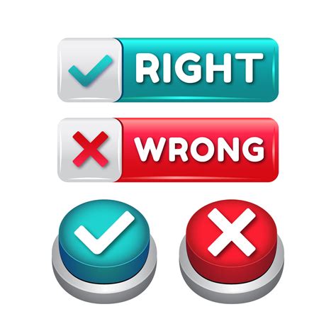 Right And Wrong 3d Button 224447 Vector Art At Vecteezy