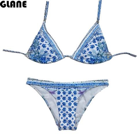 2018 Knotted Bikini Swimsuit Women Print Bikini Set Beach Thong Swimwear Bandage Brazilian