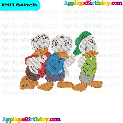 Huey And Dewey And Louie Quack Pack Fill Embroidery Design