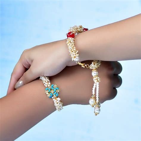 Beautiful Bead Work Bhaiya Bhabhi Rakhi Gift Send Rakhi Gifts Online
