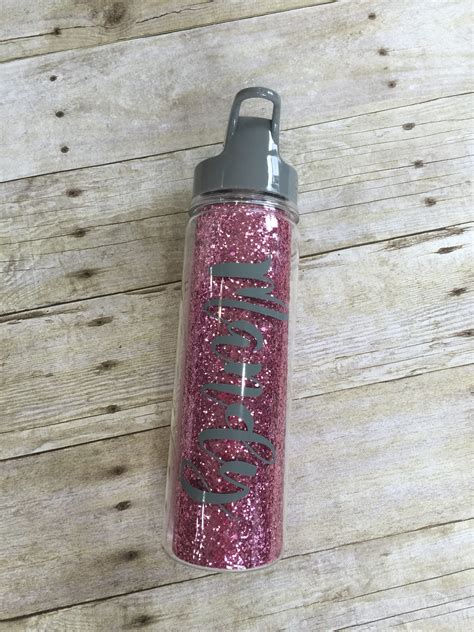 Pink Glitter Water Bottle Personalized With Name Or Initials