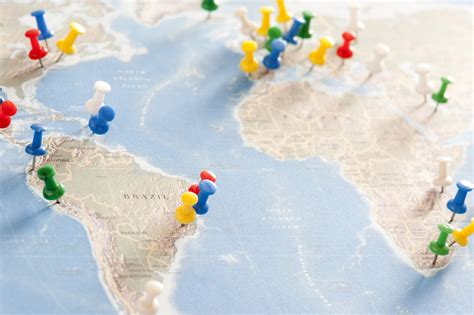 Free Stock Photo 10697 Colored Pins Pinned On South Atlantic Map