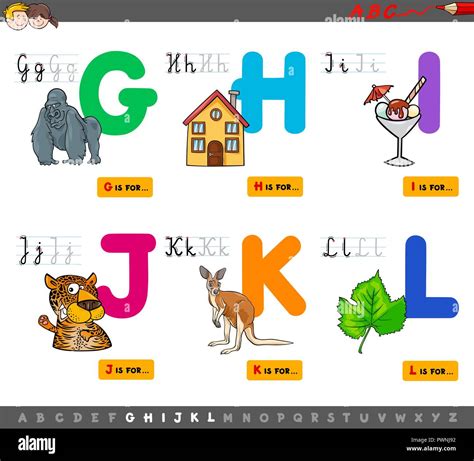 Cartoon Illustration Of Capital Letters Alphabet Educational Set For