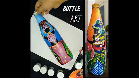 Bottle Art How To Paint Glass Bottle With Acrylic Colors Easy Bottle