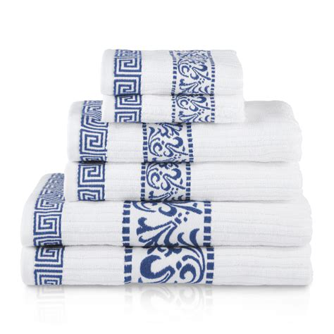 Refresh a bathroom with plush bath towels in classic pendleton patterns. Athens Cotton Towel by Blue Nile Mills- 6-Piece, Navy Blue ...