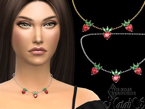 The Sims Resource Strawberry Pendant Chain Necklace