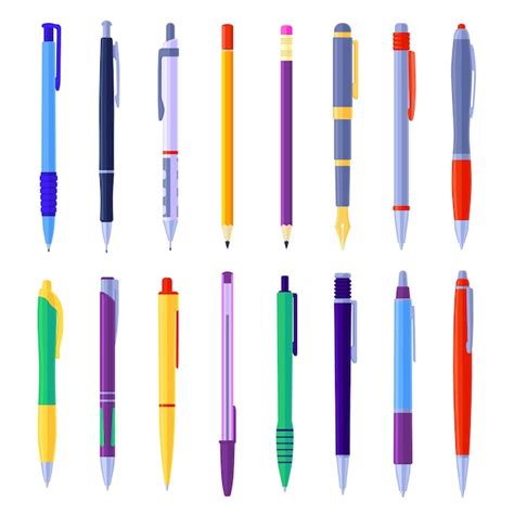 Premium Vector Types Of Pens And Pencils Illustrations Set Cartoon
