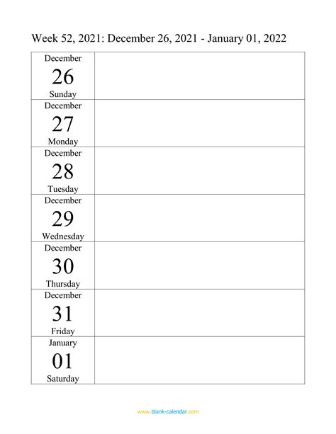 2022 Weekly Calendar Template Word Customize And Print