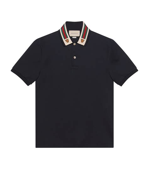 Gucci Black Web Stripe Polo Shirt Harrods UK