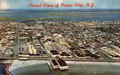 Aerial View Of Town And Beach Ocean City Nj Postcard