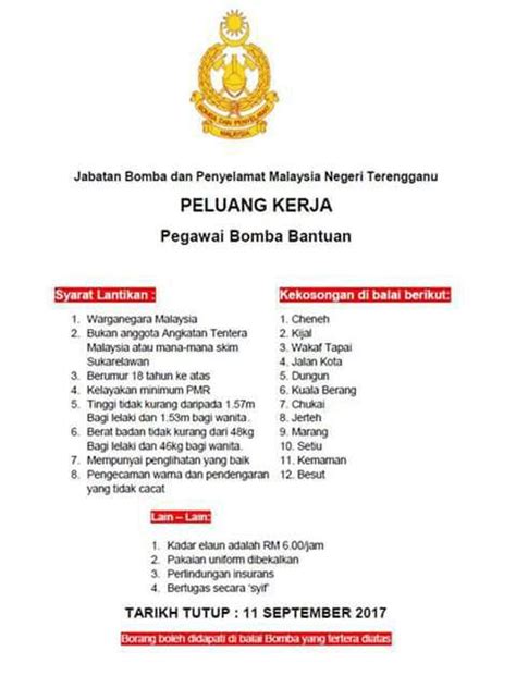 Jawatan kosong arwana perhentian eco resort & beach chalet 2017. JAWATAN KOSONG NEGERI TERENGGANU - Media 11