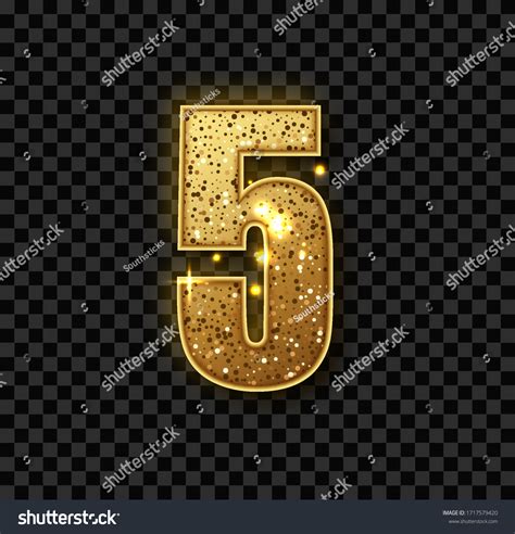 Golden Glitter Number Five Vector Realistic Stock Vector Royalty Free