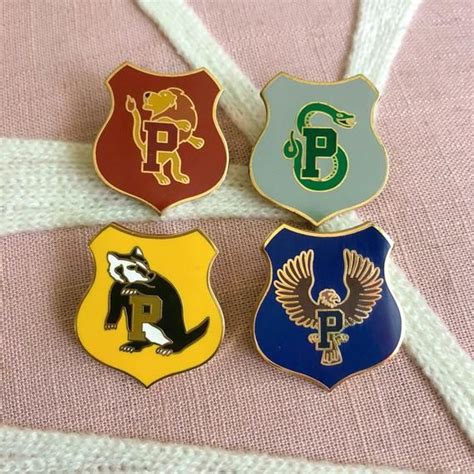 Hogwarts Houses Prefect Badges Enamel Pins Harry Potter Etsy