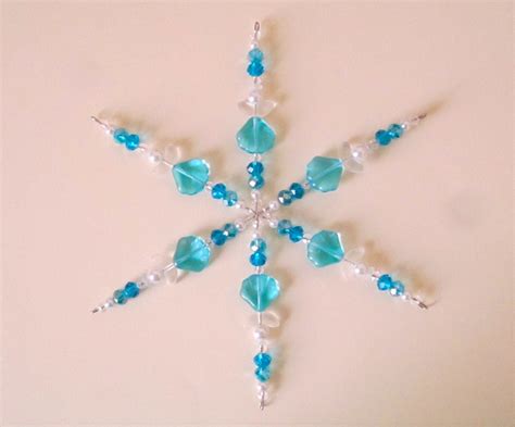 Beaded Snowflake Ornament Christmas Ornament Aqua Blue