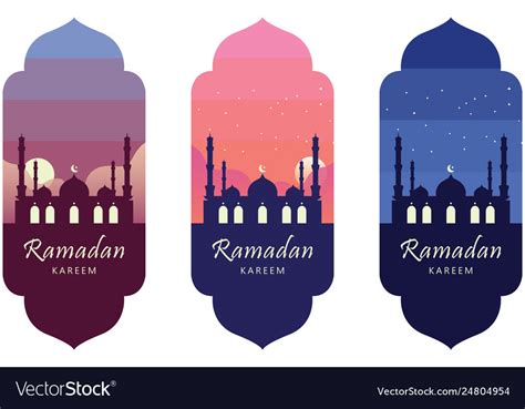 Ramadan Kareem Islamic Icon Poster Banner Vector Image