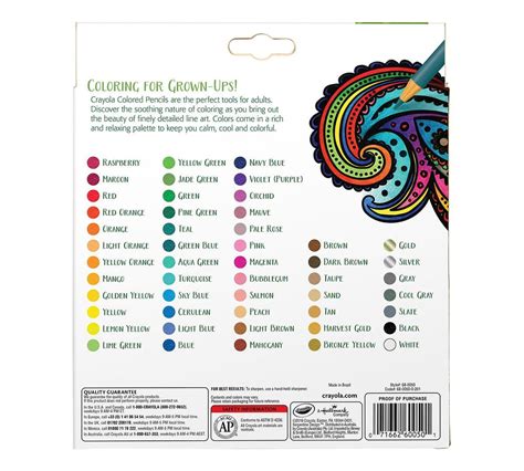 Crayola 100 Colored Pencil Color Chart