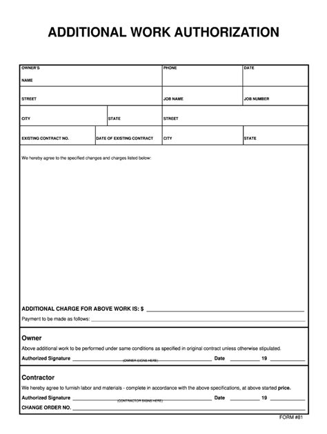 Contractor Work Authorization Template Fill Out And Sign Online Dochub