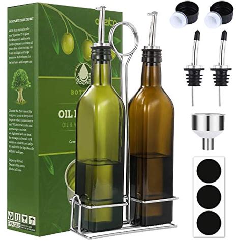 Hair Oil Dispenser Bottle Oil Vinegar Dispenser Bottle Set With Bamboo Stand KOVOT