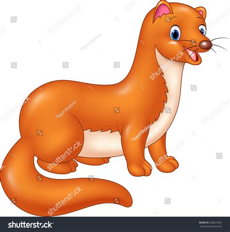 Cartoon Funny Weasel Animal Isolated On White Background Stock Vector