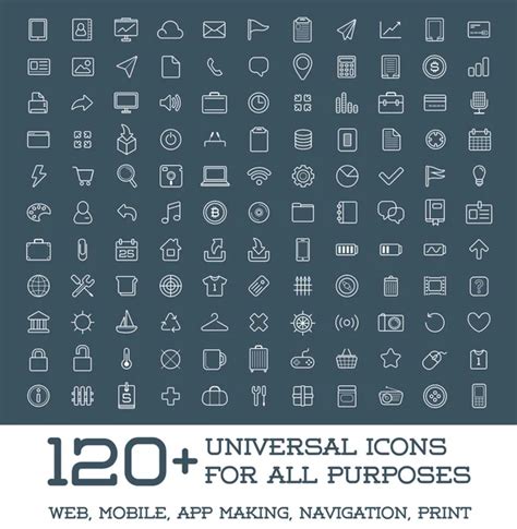 120 Universal Icons Set — Stock Vector © Ckybe 88106278