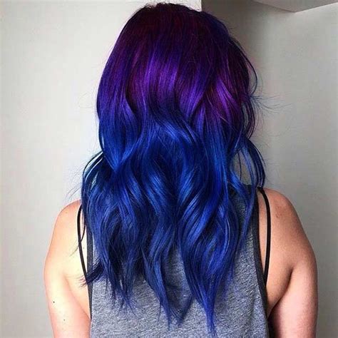 Bright blue to purple mermaid dip dye ombre. 25 Amazing Blue and Purple Hair Looks | StayGlam