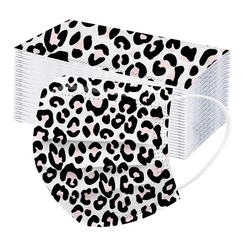 50pc Leopard Disposable Face Mask With Designs For Adults Women Men