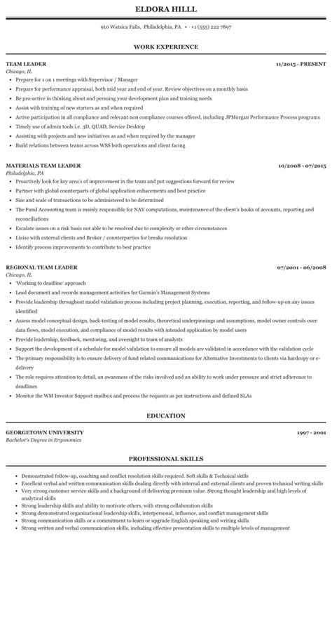 Your perfect cv · quick and easy · download in pdf Cv For Team Leader / Team Leader Resume Samples Velvet ...