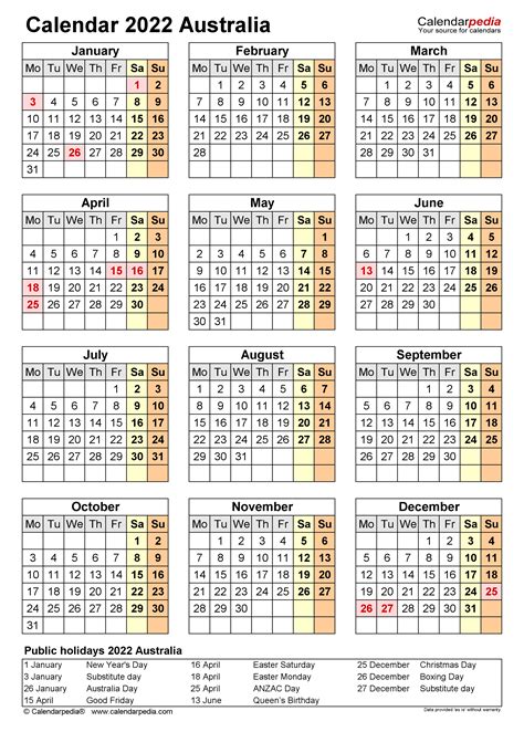 Free Printable Calendar 2022 Australia Calendar Example And Ideas