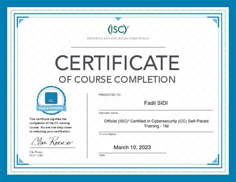 Official CC Course Completion Certificate_Official (ISC)² Certified in ...