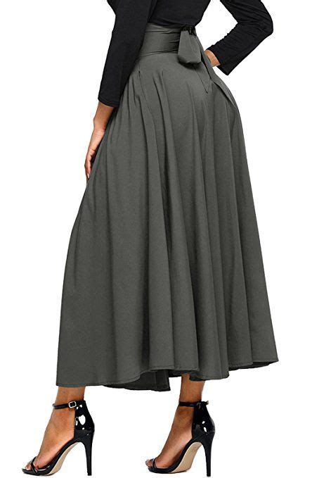 asvivid women s plain high waist flare pleated a line cotton maxi skirt pencil skirt outfits