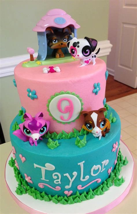 Littlest Pet Shop Buttercream Cake With Toy Figures Diy Birthday Cake