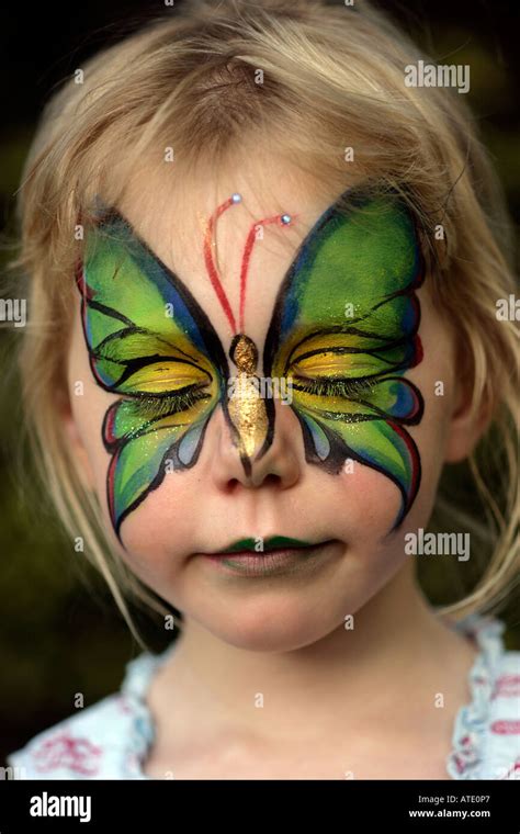 Butterfly Face Painting On A Young Girl Painted On Her Face By The 2006
