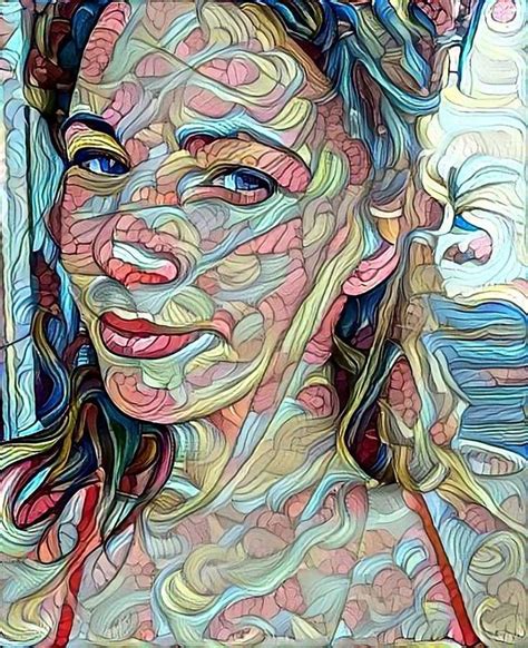A Woman S Face With Many Different Colored Lines On It