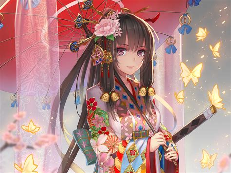 Anime Butterflies Japanese Umbrella Katana Wallpaper Resolution