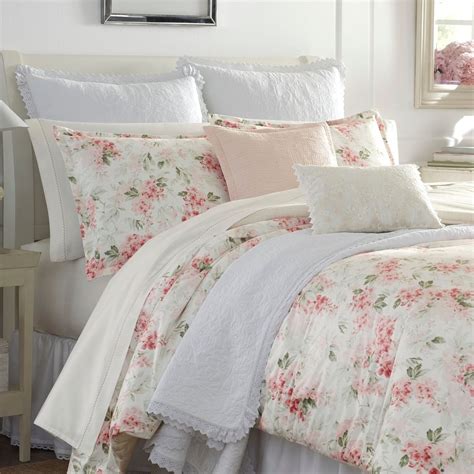 Laura Ashley Wisteria Pink Microfleece Comforter Set Bed Bath And Beyond 29030425 Pink
