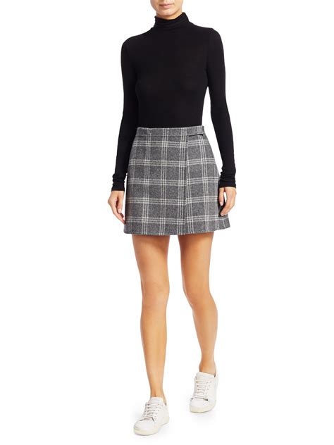 Theory Mini Plaid Skirt Charcoal Melange Multi Clueless Outfits