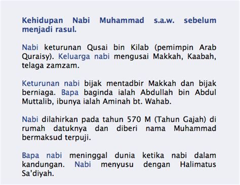 Latar belakang nabi muhammad saw asal dari keturunan pemimpin makkah terkenal: we love sejarah: Kehidupan Nabi Muhammad s.a.w. sebelum ...