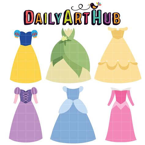 Princess Dresses Clip Art Set Daily Art Hub Graphics Alphabets